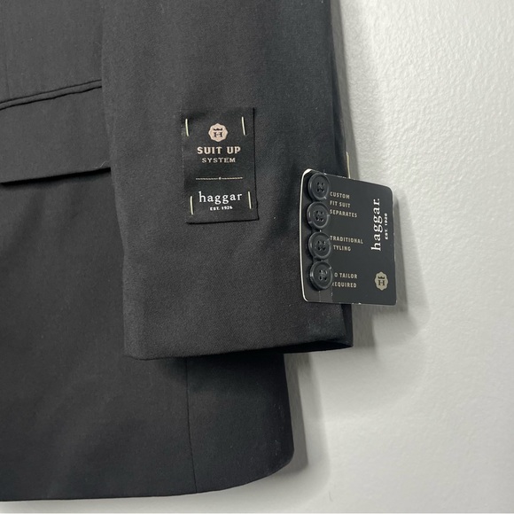 Haggar Mens Two Piece Black Suit Set - Jacket & Pants NWT C1 - Picture 4 of 12